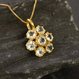 Gold Topaz Pendant, Natural White Topaz, White Topaz Pendant, Gold Flower Pendant, Vintage Pendant, Large Daisy Pendant, Statement Pendant