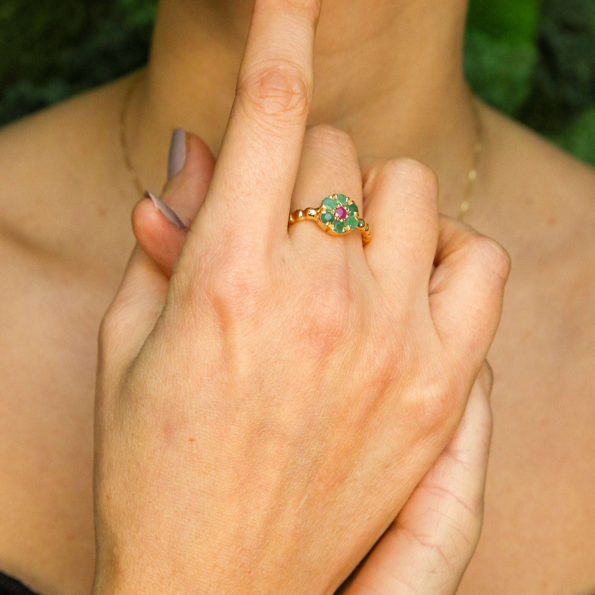 Gold Flower Ring, Fire Opal Ring, Daisy Ring, Natural Opal, October Birthstone, Gold Plated Ring, Dainty Flower Ring, Vintage Ring, Vermeil