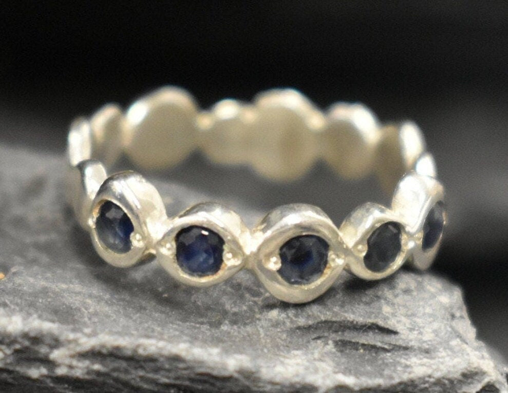 Natural Sapphire Ring made in 925 Sterling Silver with Round Natural Blue Sapphire in Flush setting, September Birthstone gift idea, symbolizes sincerity, truth, and faithfulness, ideal for everyday wear and perfect for birthday gifting and special occasions.