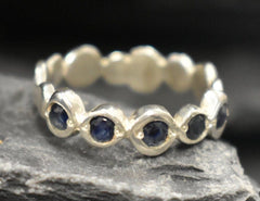 Natural Sapphire Ring made in 925 Sterling Silver with Round Natural Blue Sapphire in Flush setting, September Birthstone gift idea, symbolizes sincerity, truth, and faithfulness, ideal for everyday wear and perfect for birthday gifting and special occasions.
