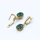 Chic 18k Gold Vermeil Emerald Earrings with vibrant created green gemstones, perfect for adding glamour to any look.