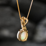 Gold Opal Pendant, Oval Opal Necklace, Ethiopian Opal, White Opal Pendant, October Birthstone, Gold Vintage Pendant, Opal Necklace, Vermeil