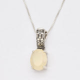 Gold Fire Opal Pendant - Natural Ethiopian Opal Necklace, Oval Opal Necklace