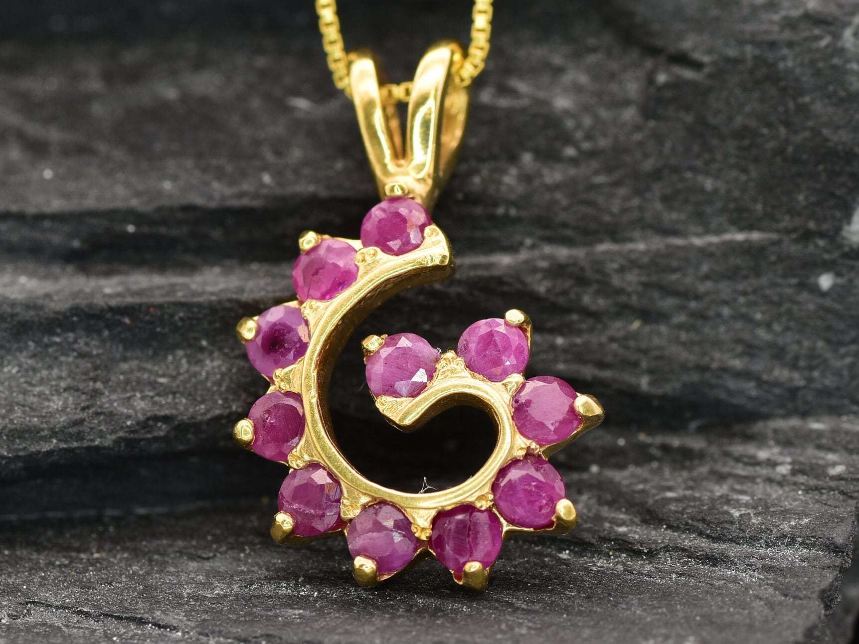Stunning 18k Gold Vermeil Ruby Pendant with Round Natural Red Ruby, perfect for July birthdays and elegant everyday wear.