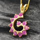 Natural Ruby Pendant made in 18k Gold Vermeil with Round Natural Red Ruby in Cluster setting, July Birthstone gift idea, symbolizes nobility, purity, and passion, ideal for everyday wear and perfect for birthday gifting and special occasions.