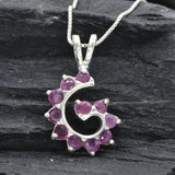 Natural Ruby Pendant made in 925 Sterling Silver with Round Natural Red Ruby in Cluster setting, July Birthstone gift idea, symbolizes nobility, purity, and passion, ideal for everyday wear and perfect for birthday gifting and special occasions.