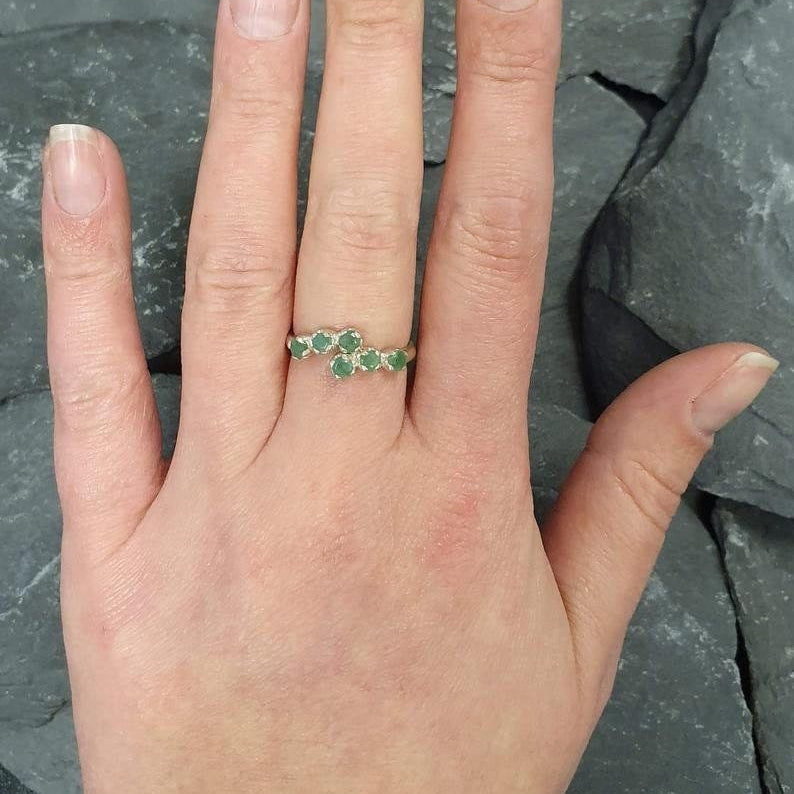 18k Gold Vermeil Emerald Ring, featuring a prong-set Round Created Green Emerald, perfect for everyday elegance and special occasions.