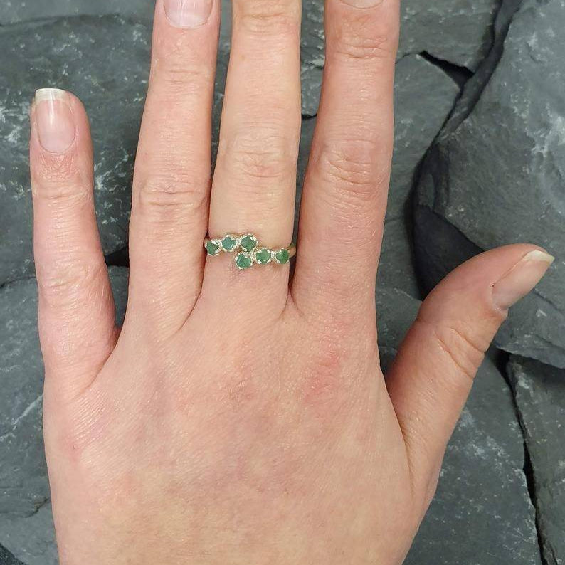 Elegant 925 Sterling Silver ring featuring a round Created Green Emerald, perfect for May birthdays and special occasions.