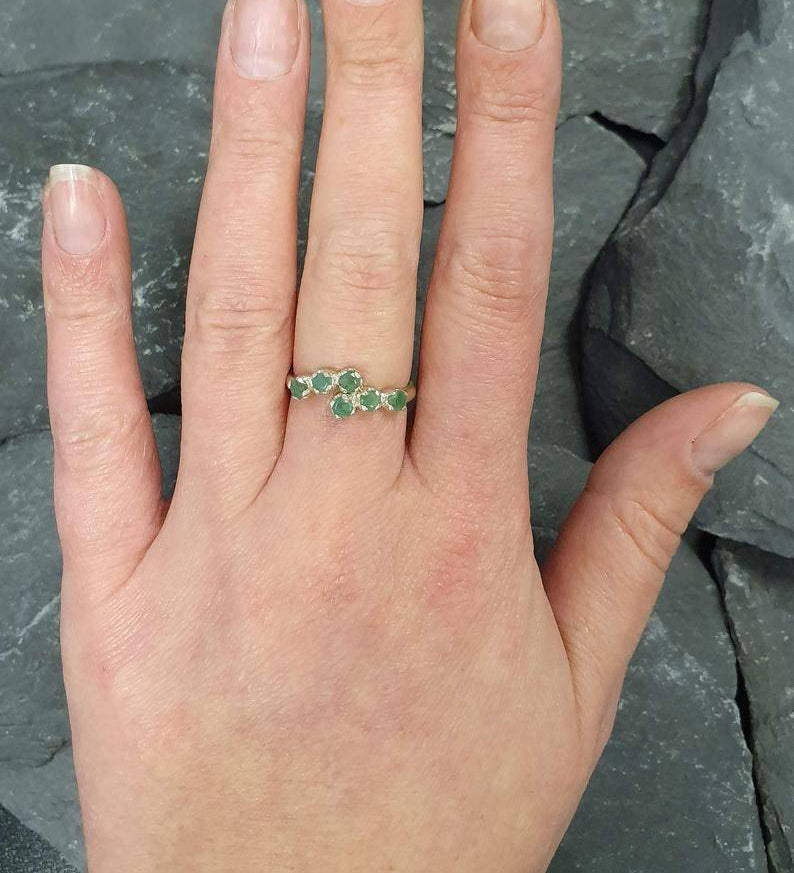 Elegant 925 Sterling Silver ring featuring a round Created Green Emerald, perfect for May birthdays and special occasions.
