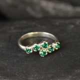 Created Emerald Ring made in 925 Sterling Silver with Round Created Green Emerald in Prong setting, May Birthstone gift idea, symbolizes, ideal for everyday wear and perfect for birthday gifting and special occasions.