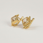 Elegant Gold Citrine Earrings - November Birthstone, featuring a chic square design in 18k Gold Vermeil, ideal for gifting.