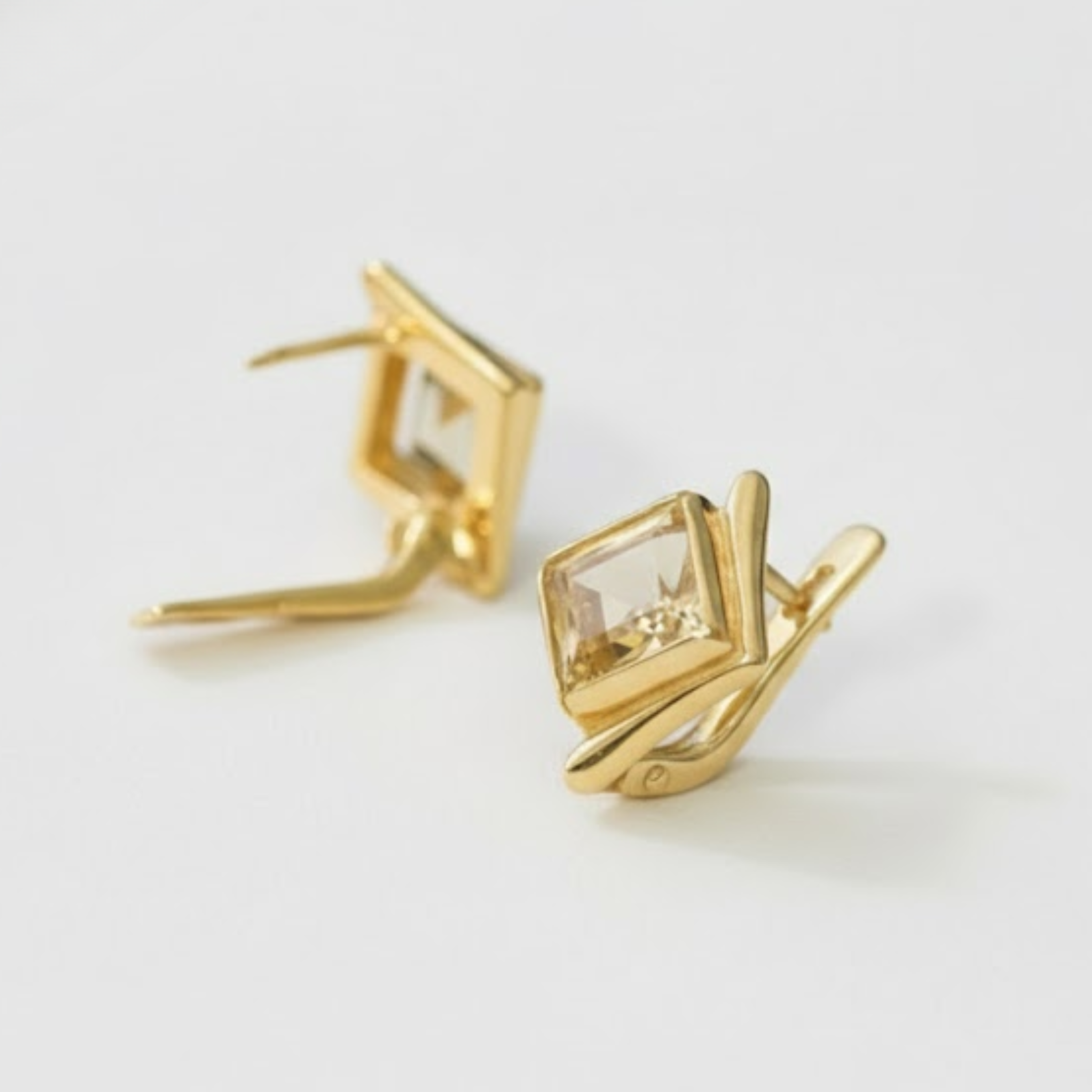 Sleek Gold Citrine Earrings - November's Birthstone, beautifully crafted in 18k Gold Vermeil for stylish everyday elegance.