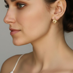 Gold Citrine Stud Earrings - November Birthstone, crafted in 18k Gold Vermeil. Perfect for daily wear and special occasions.