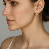 Gold Citrine Stud Earrings - November Birthstone, crafted in 18k Gold Vermeil. Perfect for daily wear and special occasions.