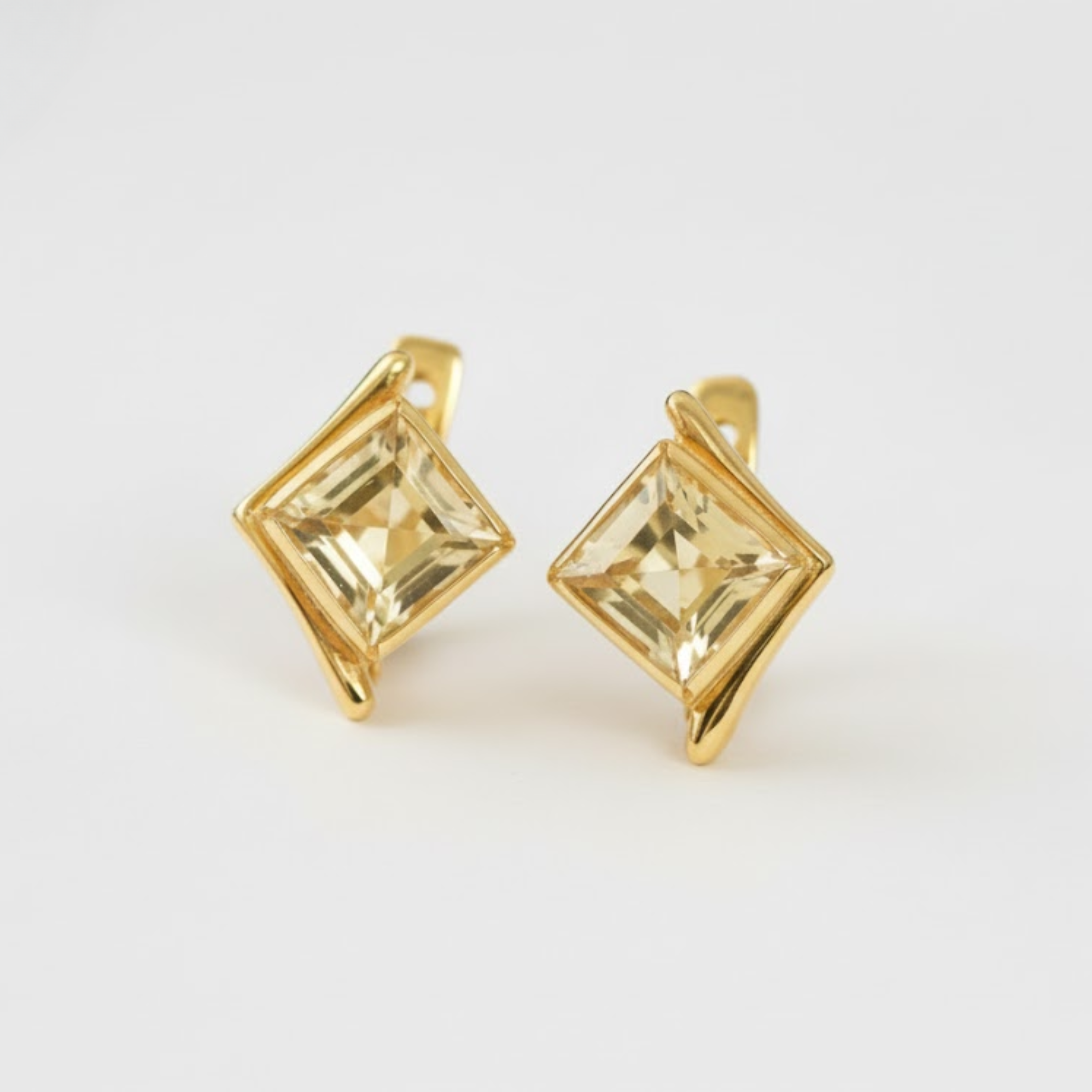 Gold Citrine Earrings - November Birthstone Earrings, Gold Square Earrings made in 18k Gold Vermeil. Ideal for everyday wear and perfect for birthday gifting and special occasions.