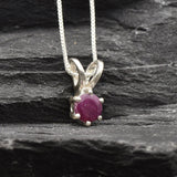 Stylish Natural Ruby Pendant in 925 Sterling Silver, Round Ruby in Prong setting, a meaningful gift for July birthdays and anniversaries.