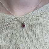 Genuine Ruby Pendant - Dainty Red Necklace - July Birthstone Necklace