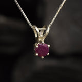 Genuine Ruby Pendant - Dainty Red Necklace - July Birthstone Necklace