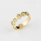 Peridot Gold Ring - Bubble Band, Natural Peridot Ring, Stackable Peridot Ring