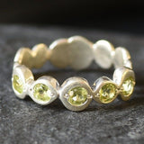 Peridot Gold Ring - Bubble Band, Natural Peridot Ring, Stackable Peridot Ring