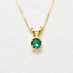 Gold Emerald Pendant, Dainty Emerald Necklace, Vermeil Pendant, Created Emerald Pendant, Minimalist Necklace, Small Gemstone, Gold Vermeil