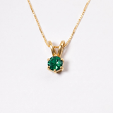 Created Emerald Pendant made in 18k Gold Vermeil with Round Created Green Emerald in Prong setting, May Birthstone gift idea, symbolizes, ideal for everyday wear and perfect for birthday gifting and special occasions.