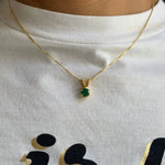 Gold Emerald Pendant, Dainty Emerald Necklace, Vermeil Pendant, Created Emerald Pendant, Minimalist Necklace, Small Gemstone, Gold Vermeil