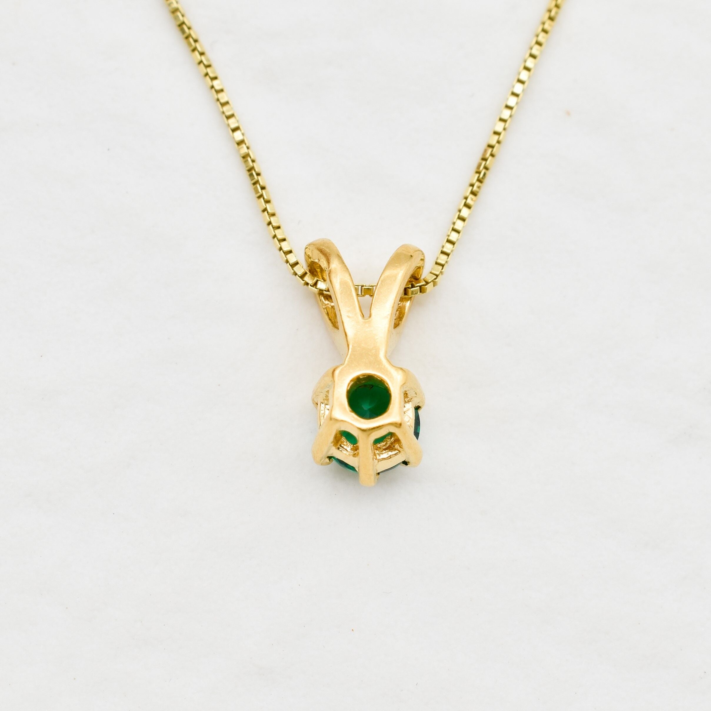 Gold Emerald Pendant, Dainty Emerald Necklace, Vermeil Pendant, Created Emerald Pendant, Minimalist Necklace, Small Gemstone, Gold Vermeil