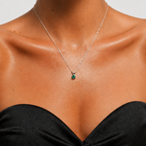 Elegant Created Emerald Pendant in 925 Sterling Silver, perfect May birthstone gift for special occasions and everyday wear.