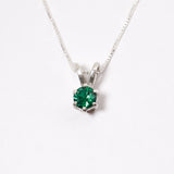 Created Emerald Pendant made in 925 Sterling Silver with Round Created Green Emerald in Prong setting, May Birthstone gift idea, symbolizes, ideal for everyday wear and perfect for birthday gifting and special occasions.