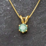 Gold Emerald Pendant - Natural Emerald Necklace, Gold Solitaire Pendant