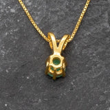 Gold Emerald Pendant - Natural Emerald Necklace, Gold Solitaire Pendant