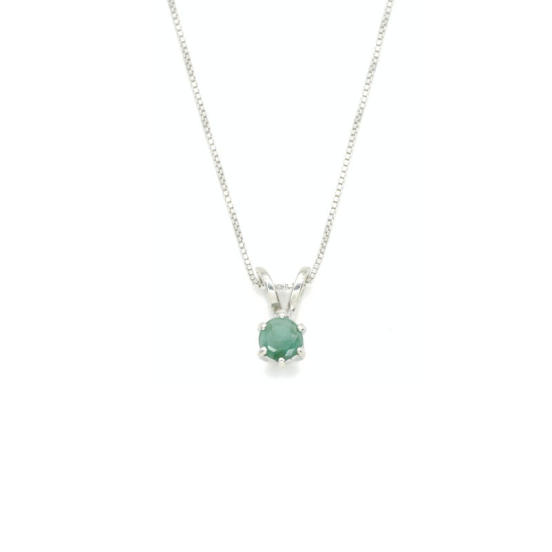 Natural Emerald Pendant made in 18k Gold Vermeil with Round Natural Green Emerald in Prong setting, May Birthstone gift idea, symbolizes growth, harmony, and deep emotional healing, ideal for everyday wear and perfect for birthday gifting and special occasions.