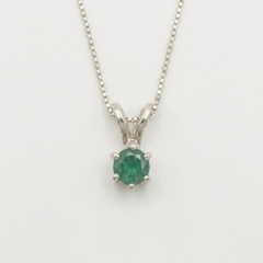 Natural Emerald Pendant made in 925 Sterling Silver with Round Natural Green Emerald in Prong setting, May Birthstone gift idea, symbolizes growth, harmony, and deep emotional healing, ideal for everyday wear and perfect for birthday gifting and special occasions.