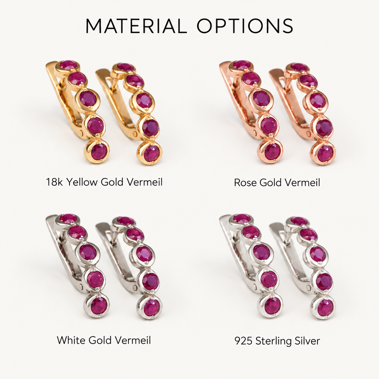 Beautiful 18k Gold Vermeil Earrings showcasing Natural Ruby, a perfect accessory for celebrating love and special moments.