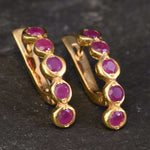 Natural Ruby Earrings made in 18k Gold Vermeil with Round Natural Red Ruby in Flush setting, July Birthstone gift idea, symbolizes nobility, purity, and passion, ideal for everyday wear and perfect for birthday gifting and special occasions.