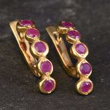 Natural Ruby Earrings made in 18k Gold Vermeil with Round Natural Red Ruby in Flush setting, July Birthstone gift idea, symbolizes nobility, purity, and passion, ideal for everyday wear and perfect for birthday gifting and special occasions.