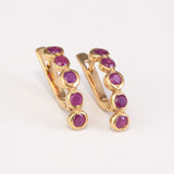 Natural Ruby Earrings made in 18k Gold Vermeil with Round Natural Red Ruby in Flush setting, July Birthstone gift idea, symbolizes nobility, purity, and passion, ideal for everyday wear and perfect for birthday gifting and special occasions.