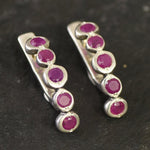 Natural Ruby Earrings made in 925 Sterling Silver with Round Natural Red Ruby in Flush setting, July Birthstone gift idea, symbolizes nobility, purity, and passion, ideal for everyday wear and perfect for birthday gifting and special occasions.