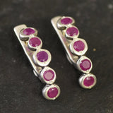 Natural Ruby Earrings made in 925 Sterling Silver with Round Natural Red Ruby in Flush setting, July Birthstone gift idea, symbolizes nobility, purity, and passion, ideal for everyday wear and perfect for birthday gifting and special occasions.