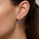 Stunning Flower Sapphire Earrings in 18k Gold Vermeil, perfect for September birthdays and everyday elegance.