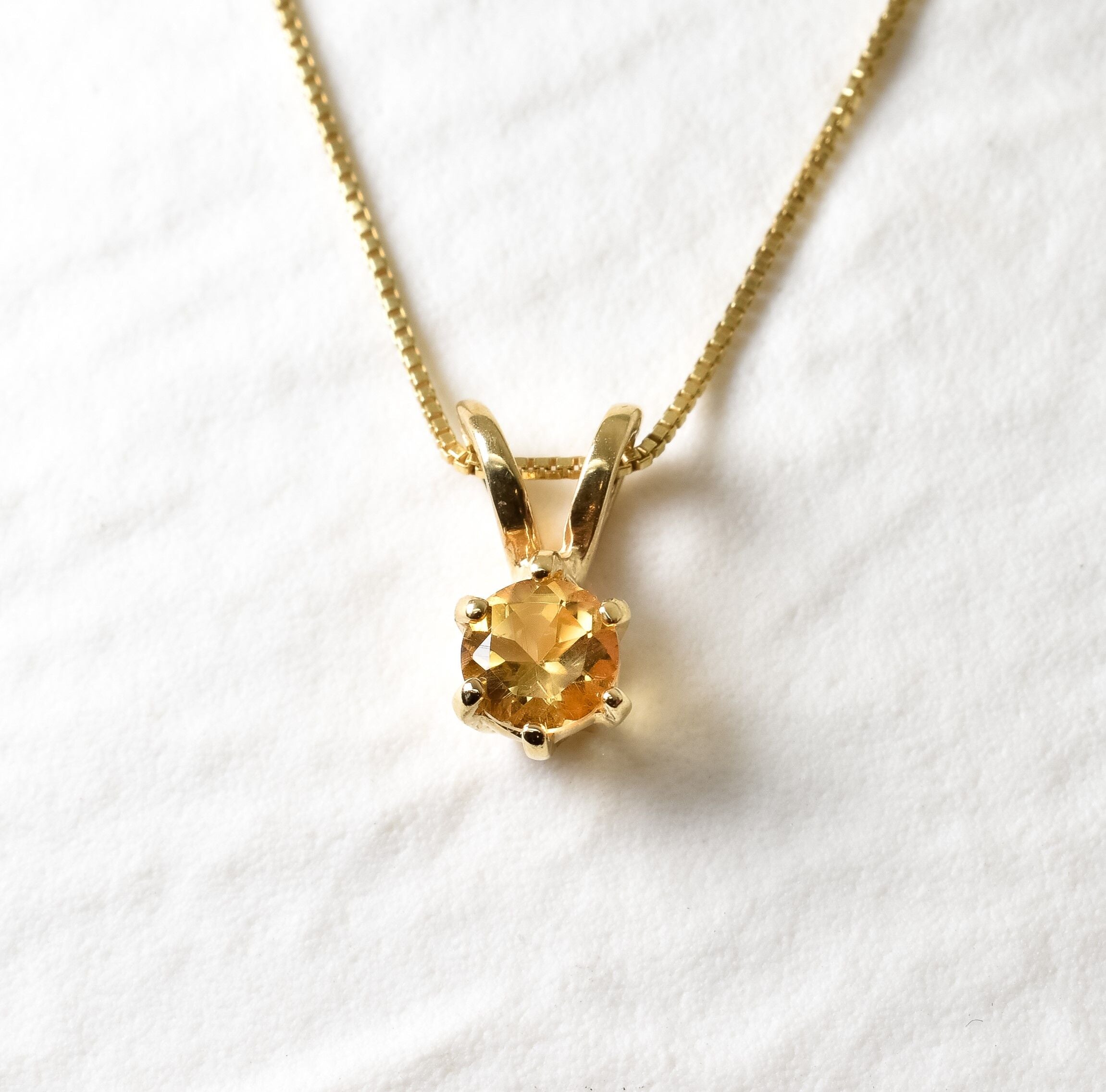 Dainty Citrine Necklace, Natural Citrine, Citrine Stud Pendant, Gold Layering Pendant, November Birthstone, Minimalist Pendant, Gold Vermeil