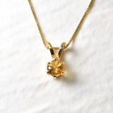 Citrine Pendant - Minimalist Yellow Necklace - November Birthstone Necklace