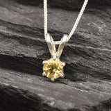 Round Citrine Gold Necklace - Natural Citrine Pendant - November Birthstone Necklace