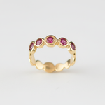 Beautifully crafted 18k Gold Vermeil Ring featuring a Round Created Red Ruby, perfect for expressing love and celebrating July birthdays.