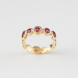 Beautifully crafted 18k Gold Vermeil Ring featuring a Round Created Red Ruby, perfect for expressing love and celebrating July birthdays.