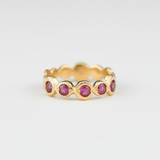 Stunning Ruby Ring in 18k Gold Vermeil with a Round Created Red Ruby, ideal for daily wear and meaningful gifts.