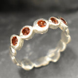 Gold Garnet ring, Natural Garnet, January Birthstone, Half Eternity Band, Stackable Ring, Red Diamond Ring, Bubble Band, Gold Vermeil Ring(2)