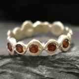 Gold Garnet ring, Natural Garnet, January Birthstone, Half Eternity Band, Stackable Ring, Red Diamond Ring, Bubble Band, Gold Vermeil Ring(2)