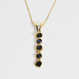 Vertical Sapphire Pendant - Natural Sapphire Necklace, Gold Bubble Pendant made in 18k Gold Vermeil. Ideal for everyday wear and perfect for birthday gifting and special occasions.